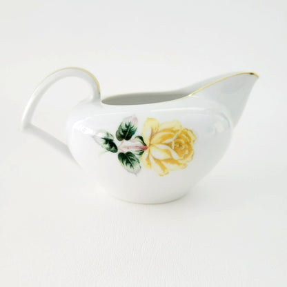 Vintage Japanese Yellow & Peach Rose Creamer & Lidded Sugar Bowl, Trio Pattern by Narumi Kent