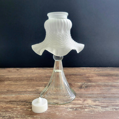 One of a Kind Flameless Candle Lamp, Crafted & Upcycled From Vintage Glass