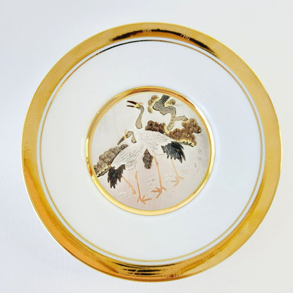 Vintage Japanese Chokin Plate Set Floral Calendar Collection Spring Cherry Blossoms & New Years' Day Pine and Crane