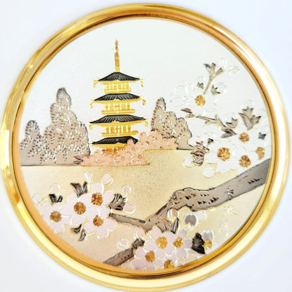Vintage Japanese Chokin Plate Set Floral Calendar Collection Spring Cherry Blossoms & New Years' Day Pine and Crane