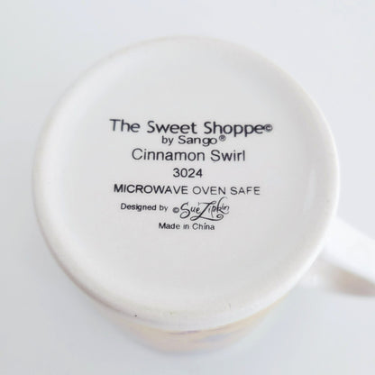 Sango The Sweet Shoppe Cinnamon Swirl Coffee Mug, Set of 2, c.1999-2002