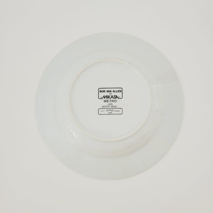 Mikasa Metro Sketch Book Large Rim Soup Bowl Set of 2, c.1980s Japan