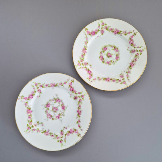 Bernardaud Floral & Swag Bread Plate, Set of 2, Made in France