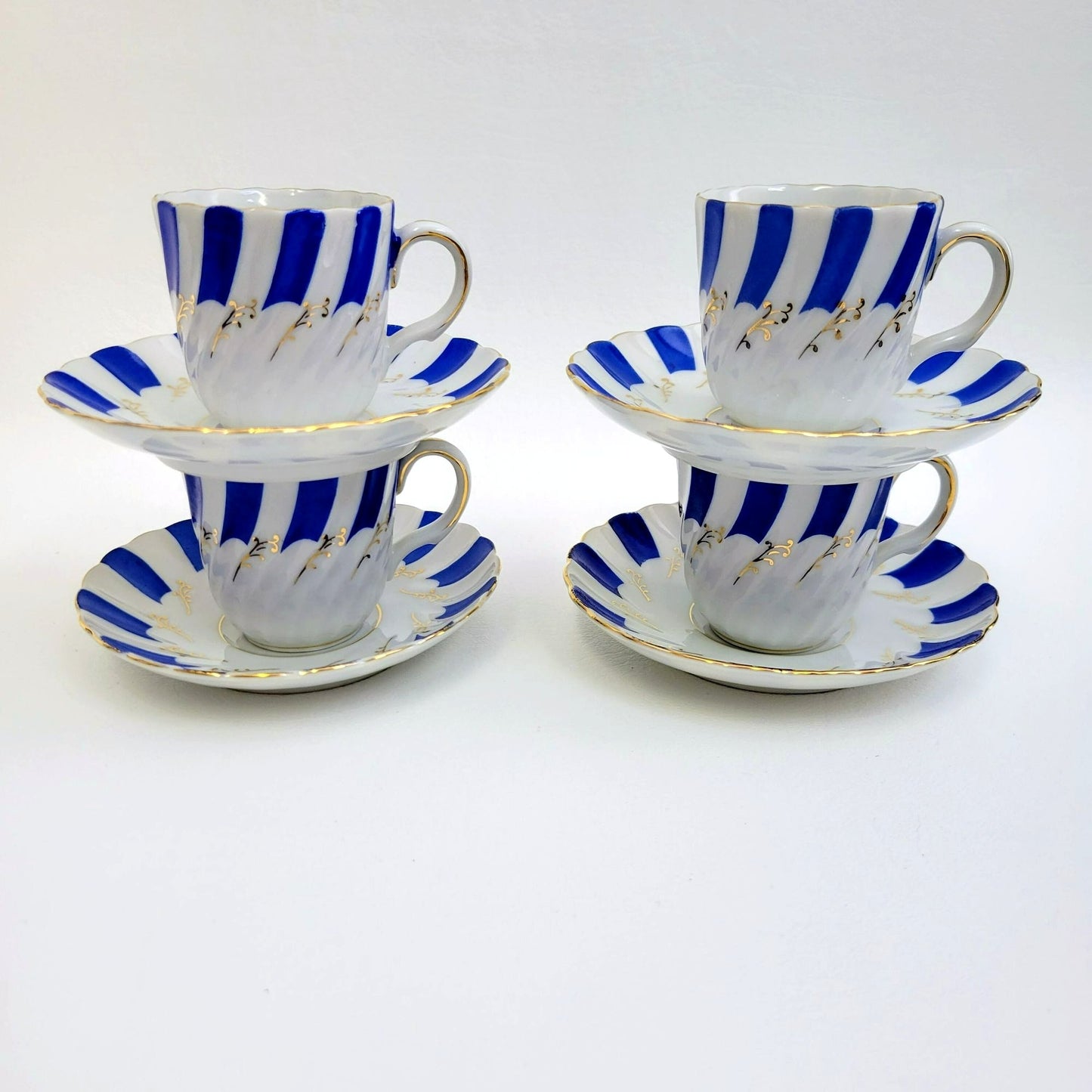 Ucagco China Demitasse Cup & Saucer, Set of 4, Made in Occupied Japan
