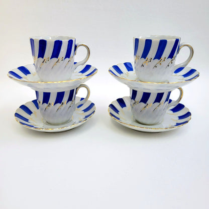 Ucagco China Demitasse Cup & Saucer, Set of 4, Made in Occupied Japan