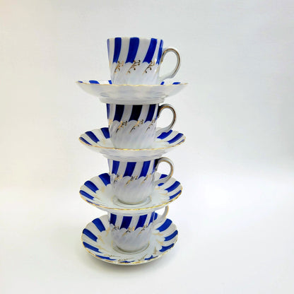 Ucagco China Demitasse Cup & Saucer, Set of 4, Made in Occupied Japan