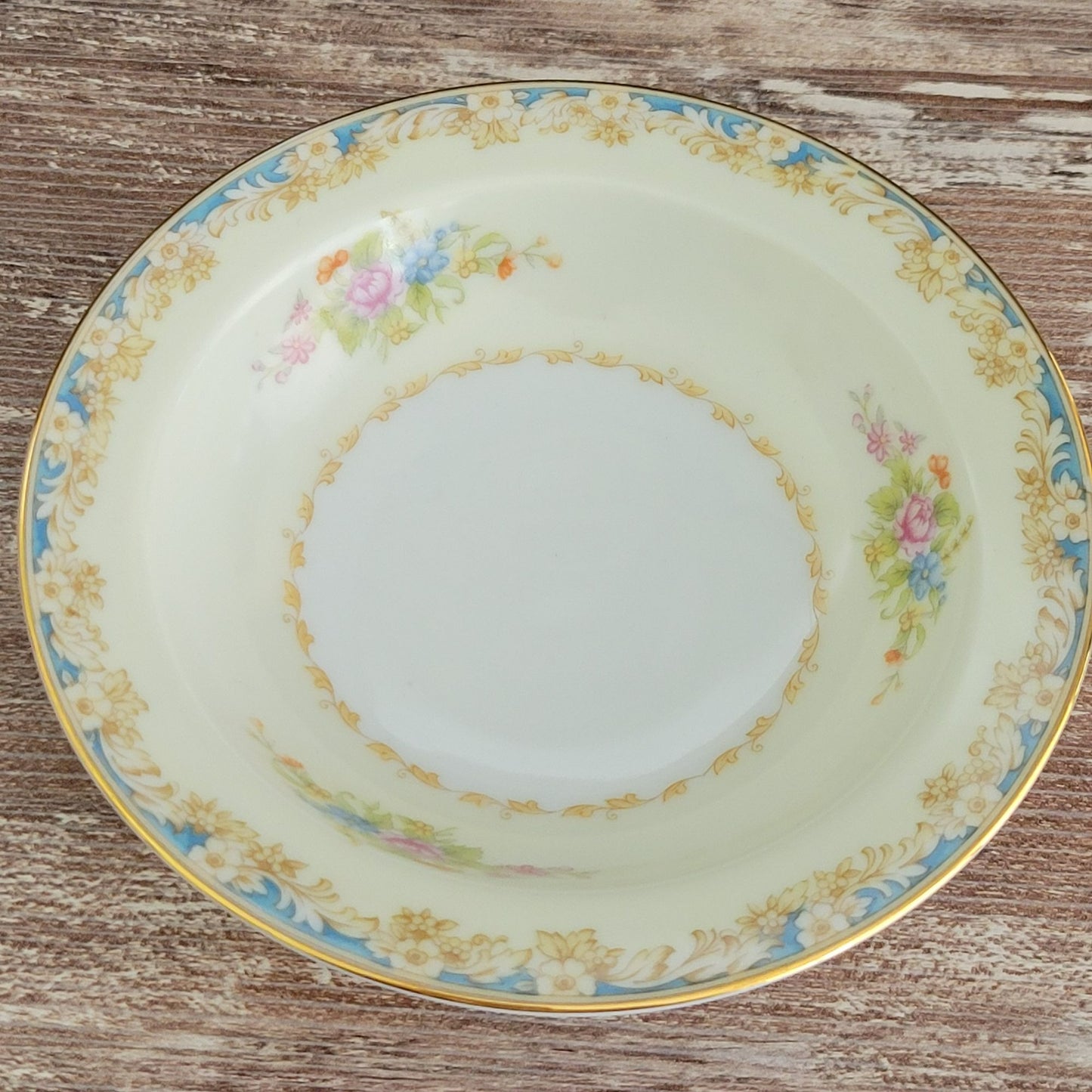 Rose China Cream & Blue Floral Dessert Bowl Set of 2, c.1945-48 Occupied Japan
