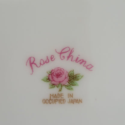 Rose China Cream & Blue Floral Dessert Bowl Set of 2, c.1945-48 Occupied Japan