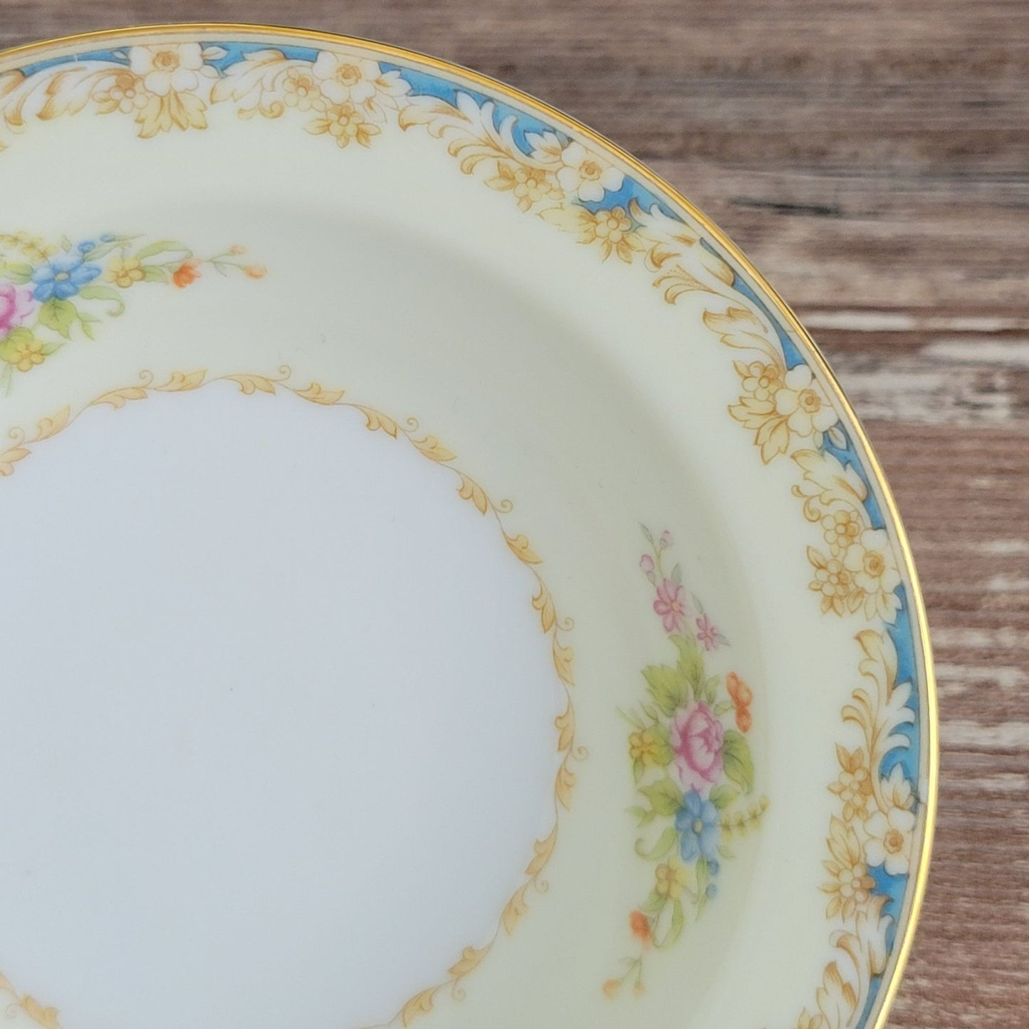 Rose China Cream & Blue Floral Dessert Bowl Set of 2, c.1945-48 Occupied Japan