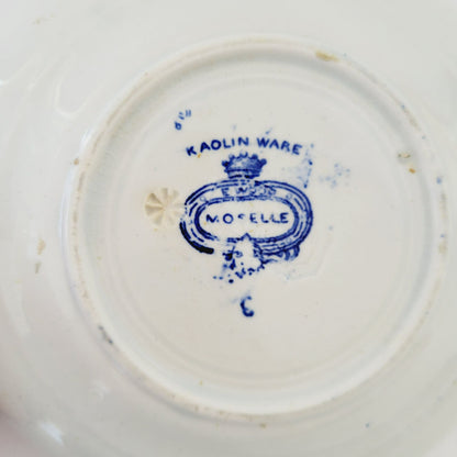 Antique E. Wood Kaolin Ware Flow Blue Tea Bowl and Saucer, c.1818-46 England