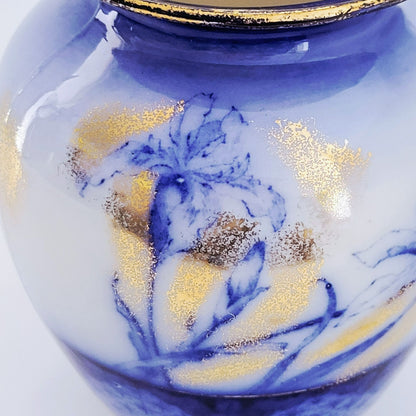 Antique Edge Malkin & Co. IRIS Flow Blue Vase, c.1891-1903 England