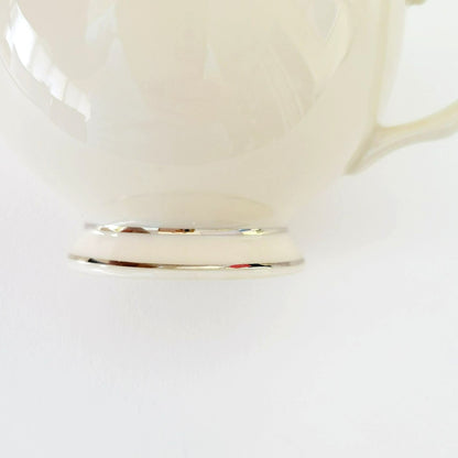 Lenox Montclair Teacup & Saucer, Cream with Platinum Silver Trim, USA Made