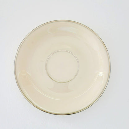 Lenox Montclair Teacup & Saucer, Cream with Platinum Silver Trim, USA Made