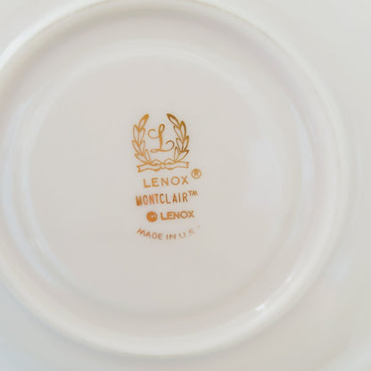 Lenox Montclair Teacup & Saucer, Cream with Platinum Silver Trim, USA Made
