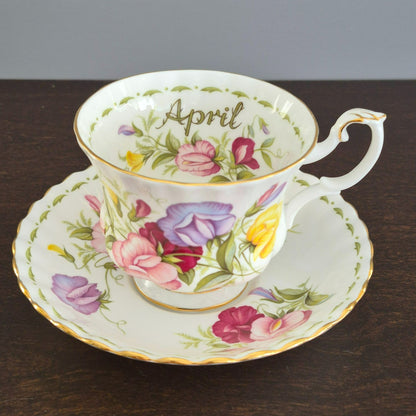 Royal Albert Flower of the Month - April Sweet Pea Teacup & Saucer,  c.1970-2009 England