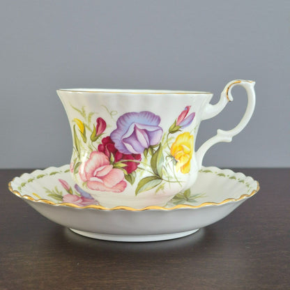 Royal Albert Flower of the Month - April Sweet Pea Teacup & Saucer,  c.1970-2009 England