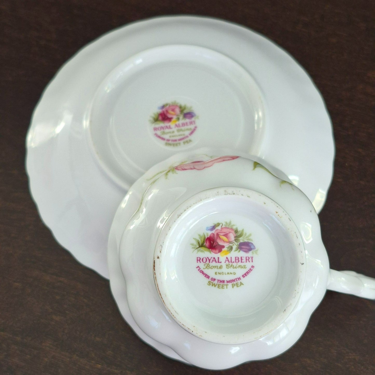 Royal Albert Flower of the Month - April Sweet Pea Teacup & Saucer,  c.1970-2009 England