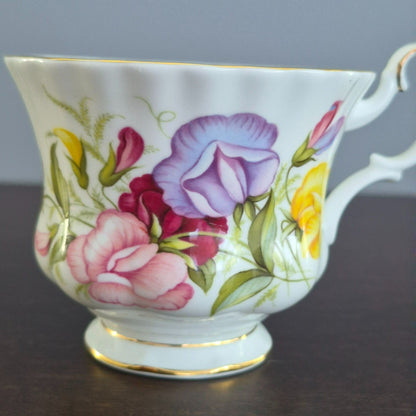 Royal Albert Flower of the Month - April Sweet Pea Teacup & Saucer,  c.1970-2009 England