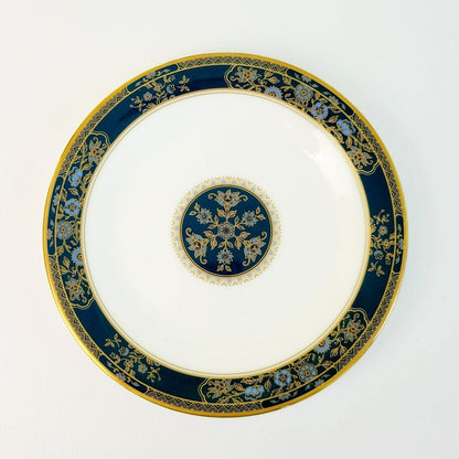 Royal Doulton Carlyle Bread Plate, Dark Teal Band, Blue & Gold Floral Paisley Design