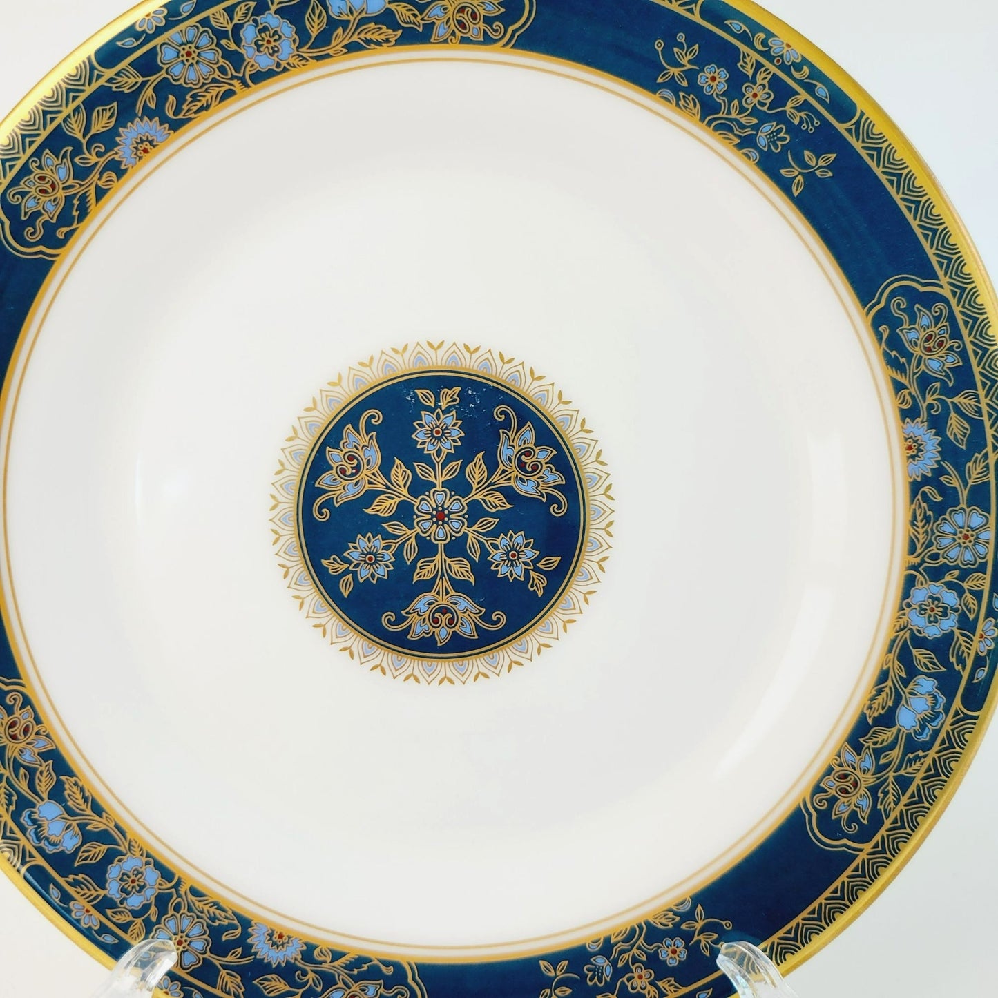 Royal Doulton Carlyle Bread Plate, Dark Teal Band, Blue & Gold Floral Paisley Design