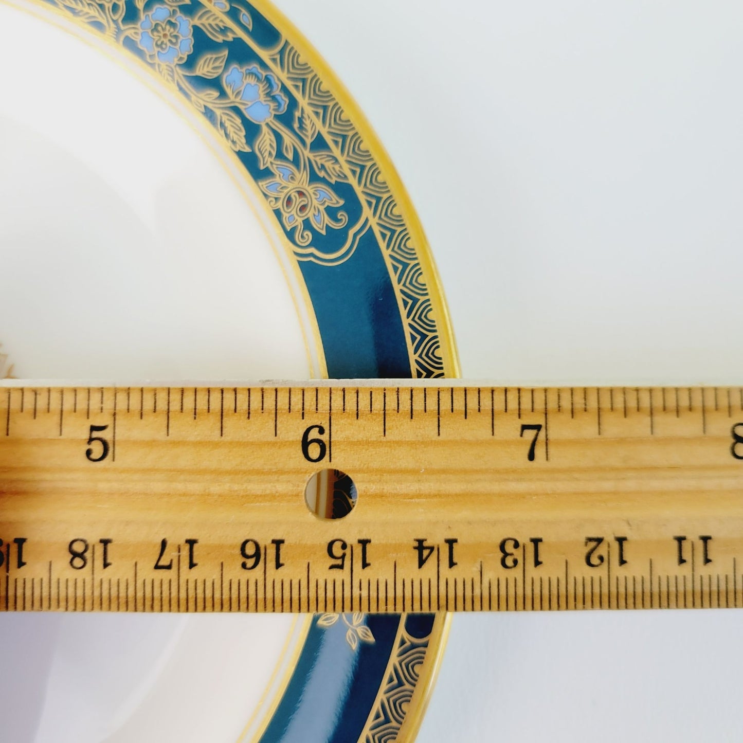 Royal Doulton Carlyle Bread Plate, Dark Teal Band, Blue & Gold Floral Paisley Design