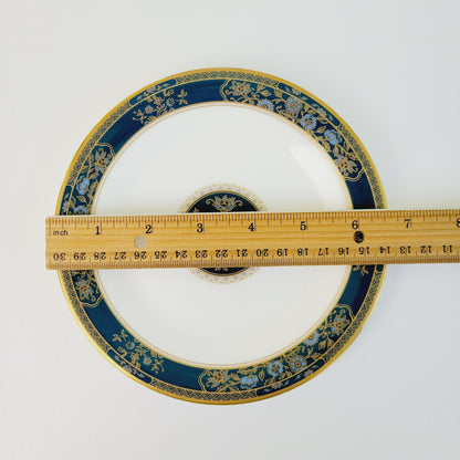 Royal Doulton Carlyle Bread Plate, Dark Teal Band, Blue & Gold Floral Paisley Design