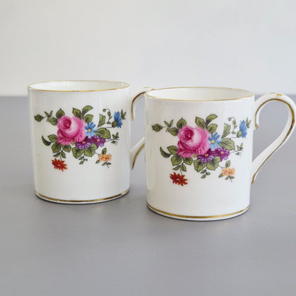 Crown Staffordshire "Dresden Spray" Demitasse Cup & Saucer, 2 Sets, England