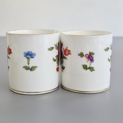 Crown Staffordshire "Dresden Spray" Demitasse Cup & Saucer, 2 Sets, England