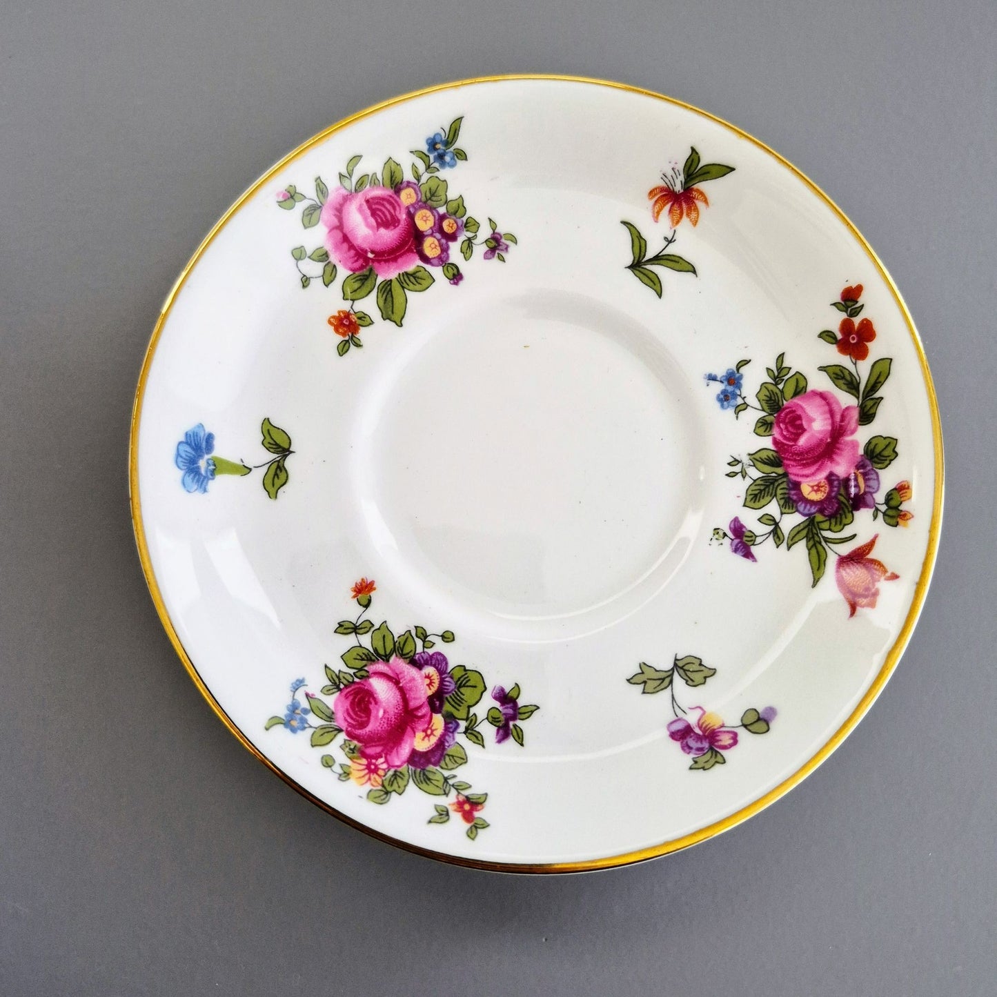 Crown Staffordshire "Dresden Spray" Demitasse Cup & Saucer, 2 Sets, England