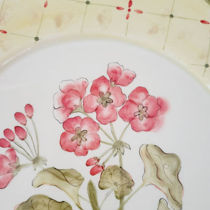 Handpainted  Floral Ceramic 12" Serving Platter