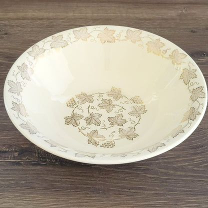Edward Knowles Gold Leaf & Grape 8" Round Serving Bowl, USA Made