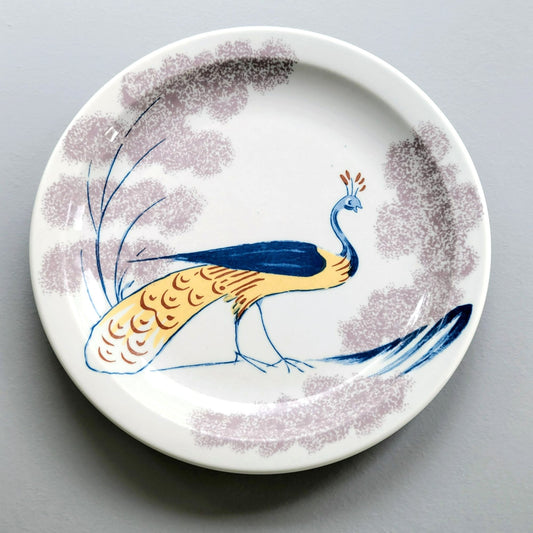 Homer Laughlin Chowning's Tavern Dinner Plate, Peacock Design, Restaurant Ware, USA Made