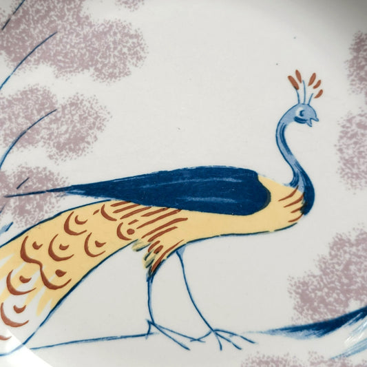 Homer Laughlin Chowning's Tavern Dinner Plate, Peacock Design, Restaurant Ware, USA Made
