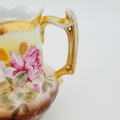Rare Antique German Hand Painted Floral Creamer & Sugar Bowl, c.1904-1914 Oscar Schlegelmilch