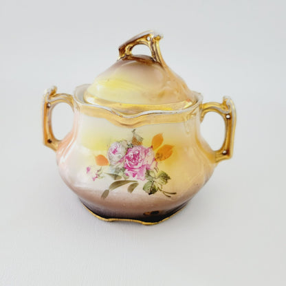 Rare Antique German Hand Painted Floral Creamer & Sugar Bowl, c.1904-1914 Oscar Schlegelmilch