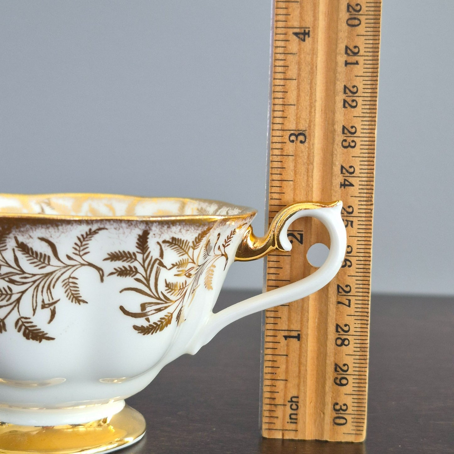 Royal Albert White & Heavy Gold Teacup & Saucer, Made in England
