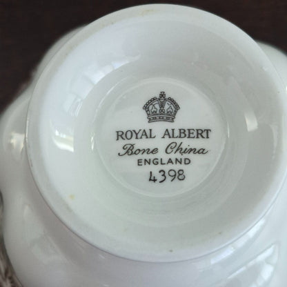 Royal Albert White & Heavy Gold Teacup & Saucer, Made in England