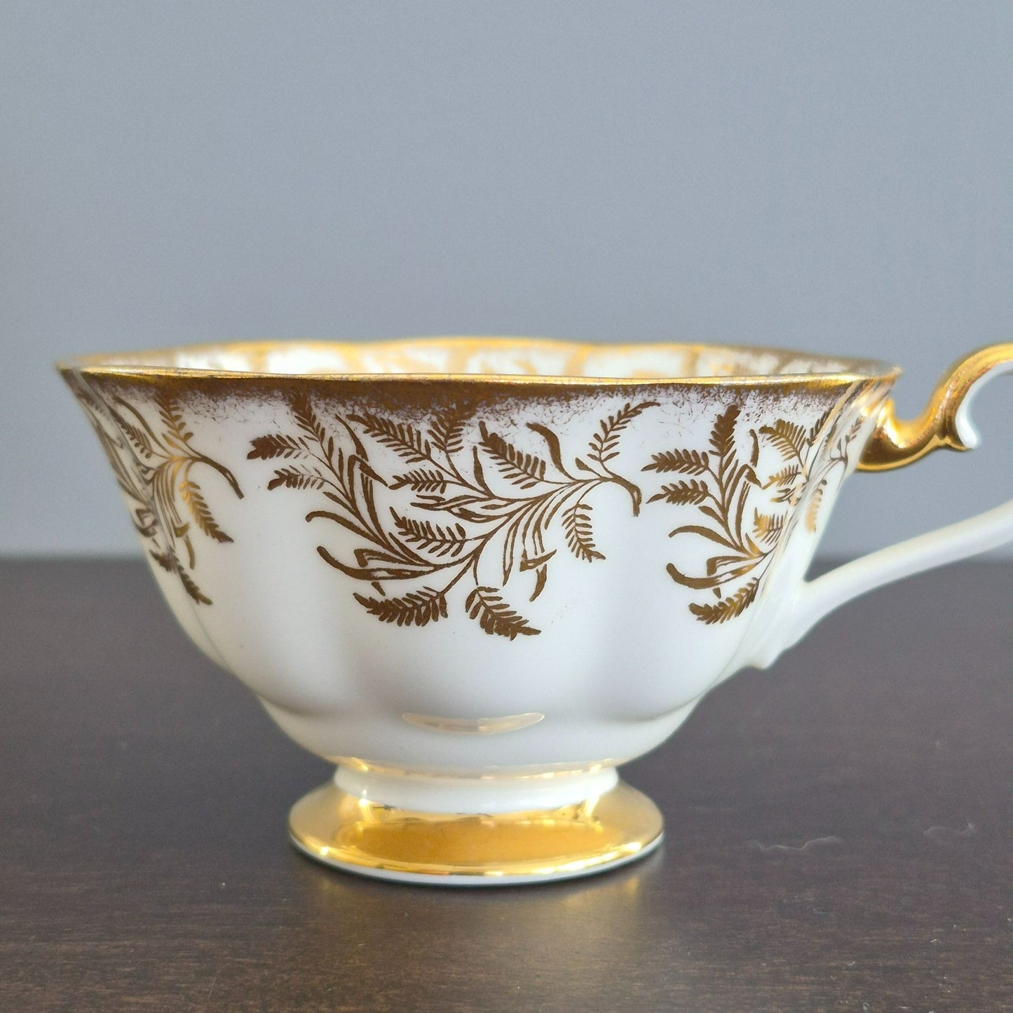 Royal Albert White & Heavy Gold Teacup & Saucer, Made in England