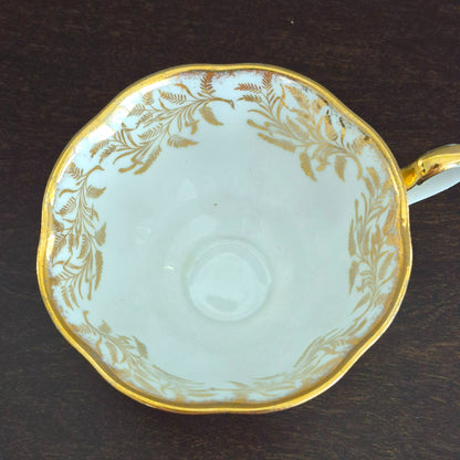 Royal Albert White & Heavy Gold Teacup & Saucer, Made in England
