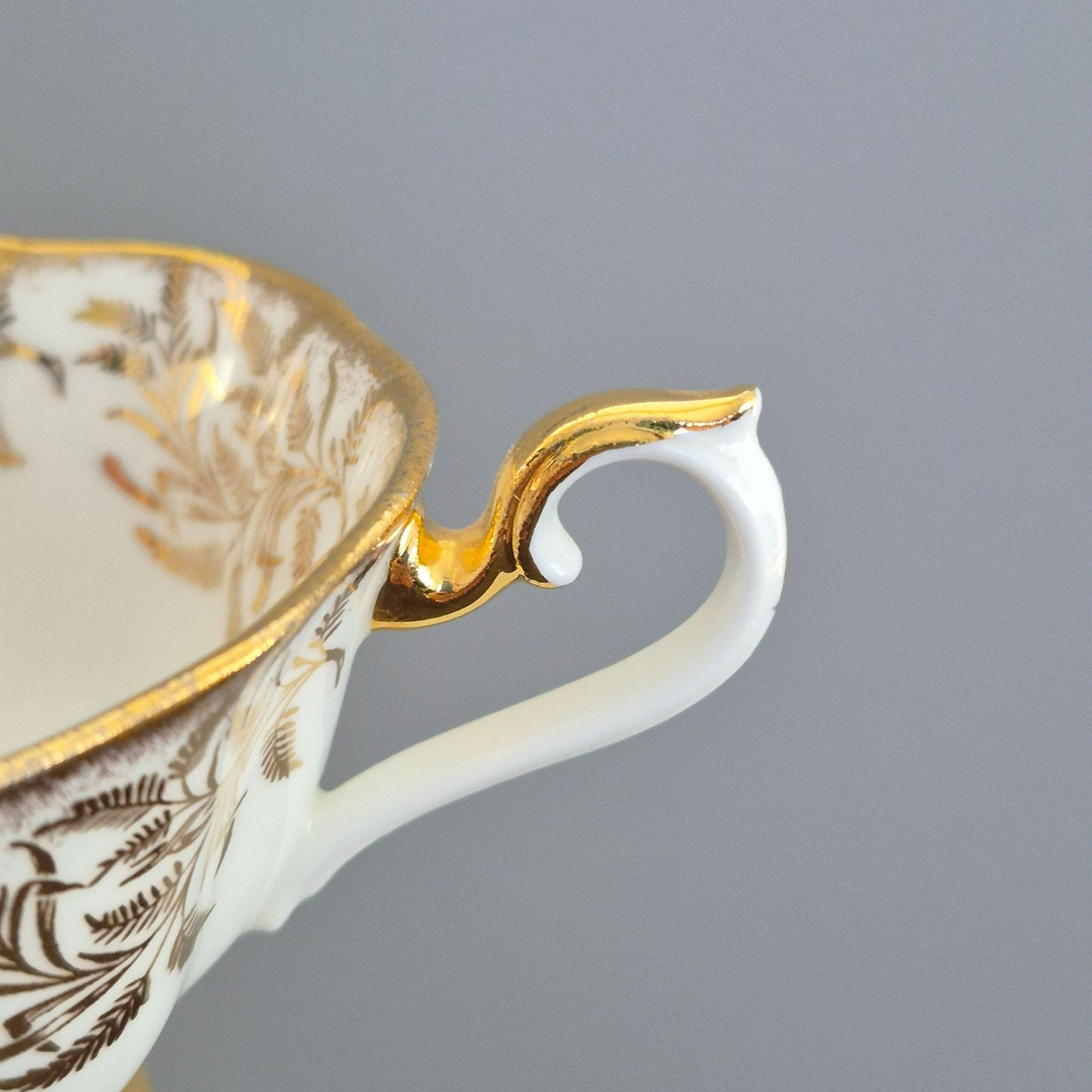 Royal Albert White & Heavy Gold Teacup & Saucer, Made in England