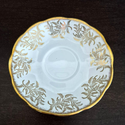 Royal Albert White & Heavy Gold Teacup & Saucer, Made in England