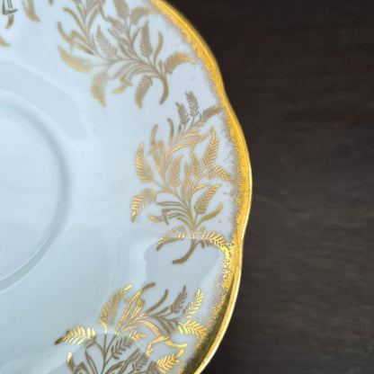 Royal Albert White & Heavy Gold Teacup & Saucer, Made in England