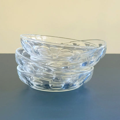 Vintage Arcoroc France Thumbprint Dessert Bowl Set of 4, Individual Small Shallow Salad Bowl Set, Durable Glass Replacement Dishes