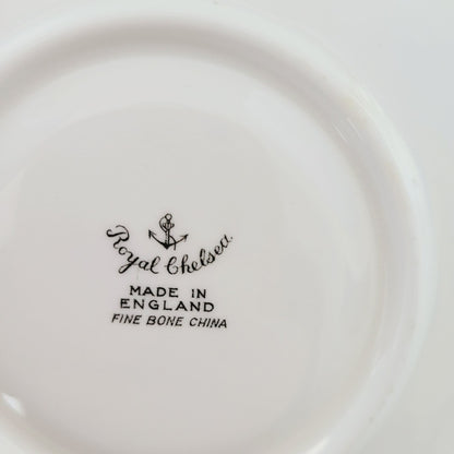 Royal Chelsea Golden Jade Teacup & Saucer with Gold Vines & Flowers, Bone China Made in England