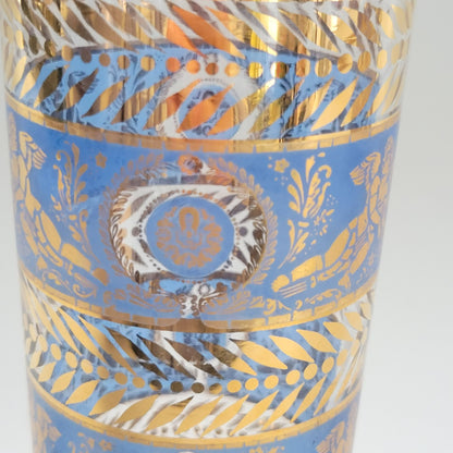 MCM Blue & Gold Cherub Highball Glass Tumbler, Set of 2