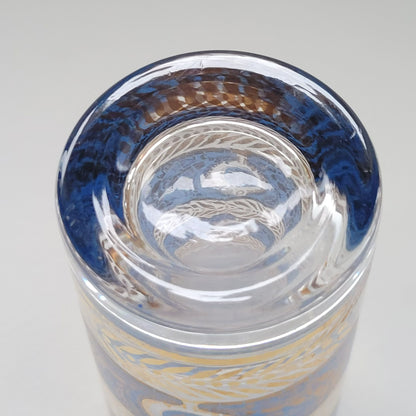 MCM Blue & Gold Cherub Highball Glass Tumbler, Set of 2