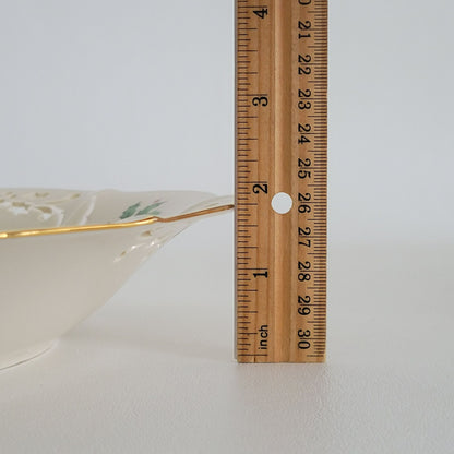 Lenox Holiday Pierced Low Bowl, Gold Trim Christmas Holly Design, Festive Dining