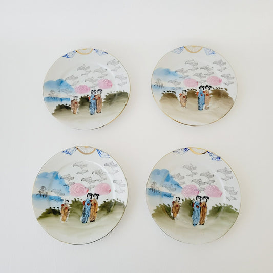 Japanese Kutani  Bread Plate, Set of 4