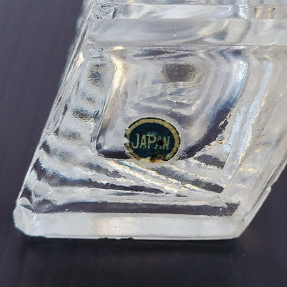 Cut Crystal Salt & Pepper Shakers & Metal Lids, Made in Japan