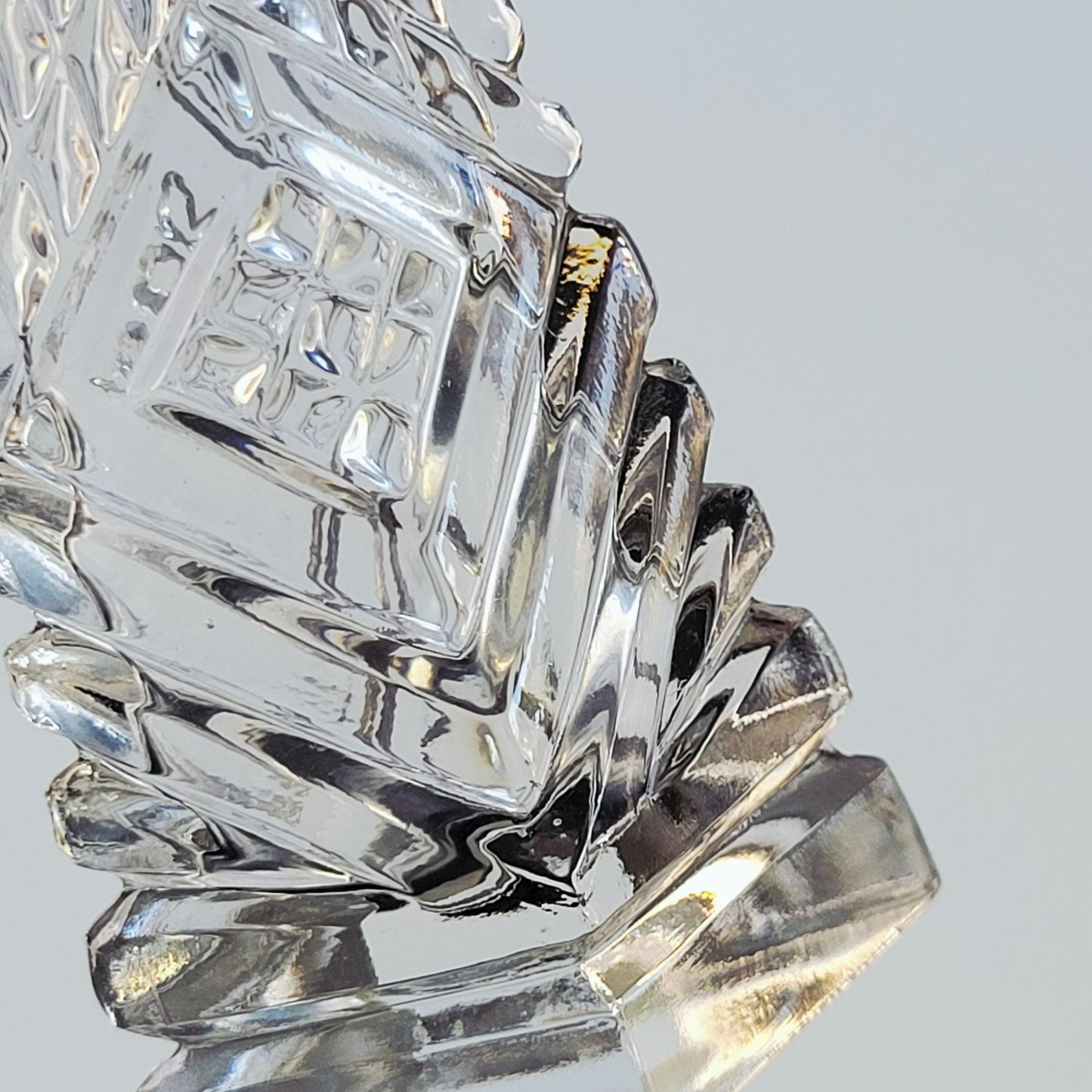 Cut Crystal Salt & Pepper Shakers & Metal Lids, Made in Japan